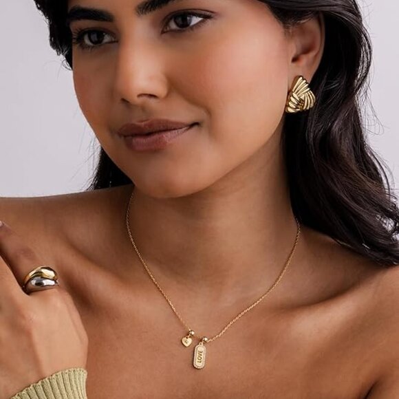 Neiman Marcus 14K Gold Plated Love Charm Necklace - Picture 1 of 3
